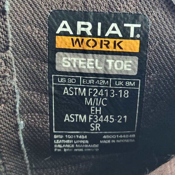 Ariat Sierra Steel Toe Men's Size 9 D Brown Leather Western Wide Square Toe Boot - Picture 11 of 11